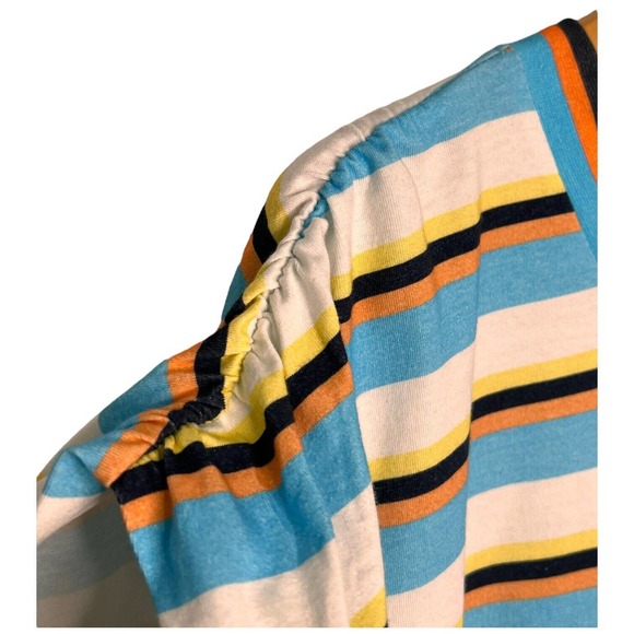 New AFRM Womens Size 3X Jorja Cropped Top Striped Ruched Cap Sleeves Multi - Picture 3 of 9